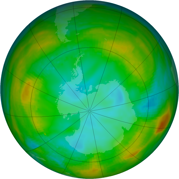 Antarctic ozone map for 25 July 1981